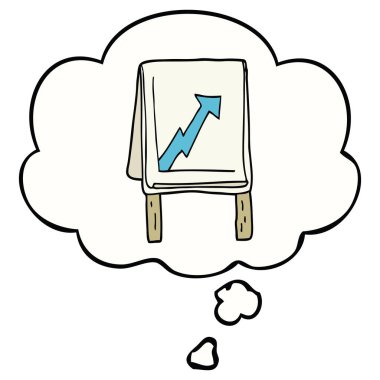 ok ve düşünce balonu ile karikatür iş grafiği