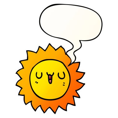 düzgün degrade tarzında karikatür güneş ve konuşma balonu