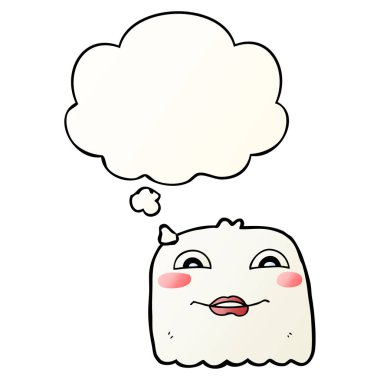 çizgi film hayalet ve pürüzsüz degrade tarzında düşünce balonu