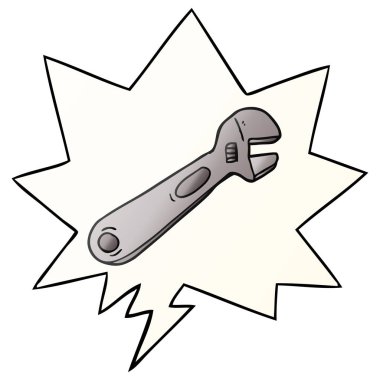 çizgi film spanner ve pürüzsüz degrade tarzında konuşma balonu