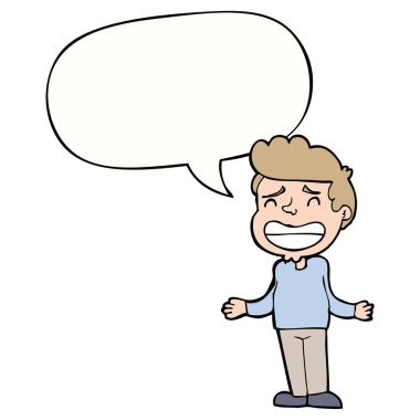 karikatür çocuk silkme ve konuşma balonu