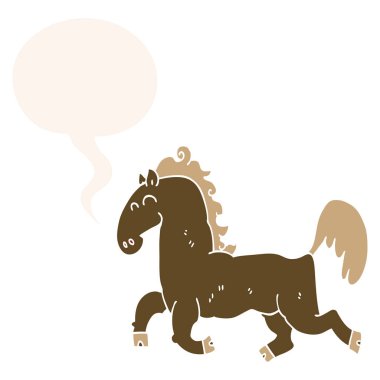 retro tarzında karikatür aygır ve konuşma balonu