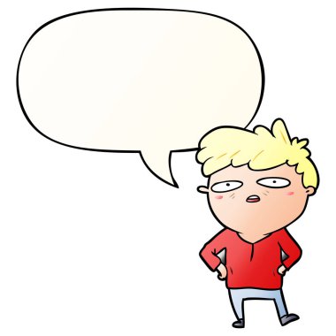 düzgün degrade tarzında karikatür sabırsız adam ve konuşma balonu