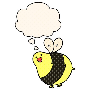 çizgi roman tarzında karikatür arı ve düşünce balonu