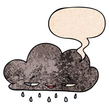 retro doku tarzı karikatür yağmur bulut ve konuşma balonu