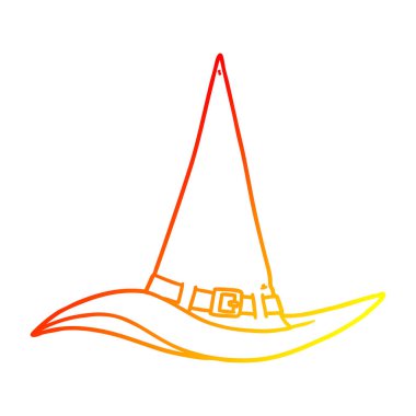 sıcak degrade çizgi çizim karikatür cadı şapka