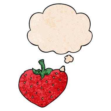 karikatür çilek ve grunge doku desen düşünce balonu 