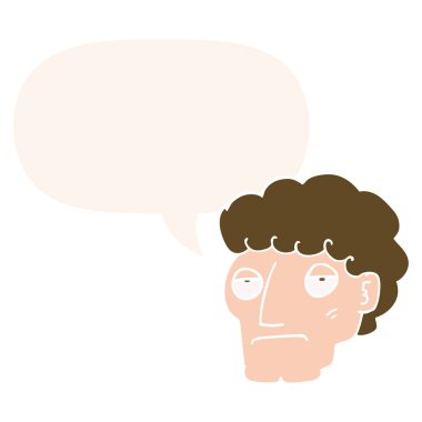 retro tarzında karikatür sıkılmış adam ve konuşma balonu