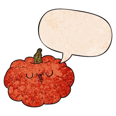 retro doku tarzında mutlu karikatür kabak ve konuşma balcığı