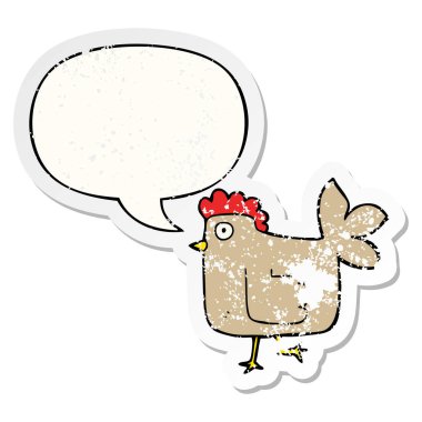 karikatür tavuk ve konuşma balonu sıkıntılı etiket