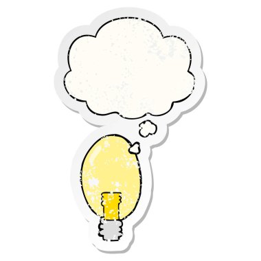 bir sıkıntılı yıpranmış s olarak karikatür elektrik ışığı ve düşünce balonu