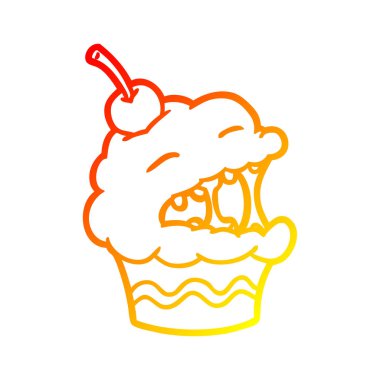 sıcak degrade çizgi çizim komik cupcake