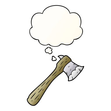 çizgi film baltası ve pürüzsüz degrade tarzında düşünce balonu