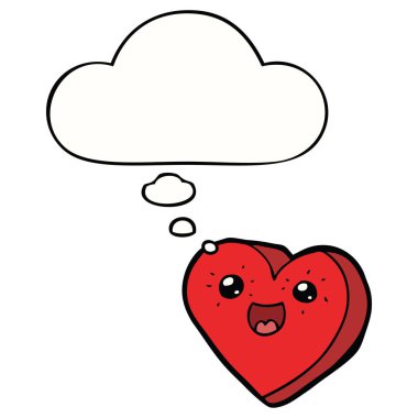 kalp çizgi film karakteri ve düşünce balonu
