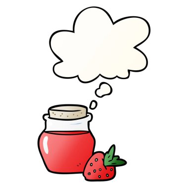 karikatür reçel kavanoz ve pürüzsüz degrade tarzında düşünce balonu