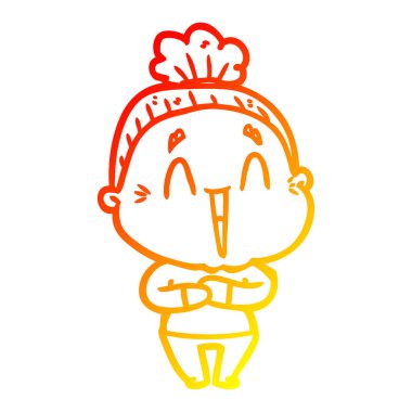 sıcak degrade çizgi çizim karikatür mutlu yaşlı bayan