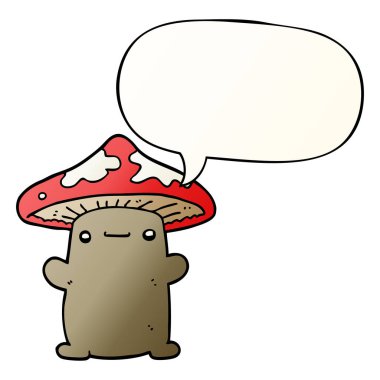 düzgün degrade tarzında karikatür mantar ve konuşma balonu