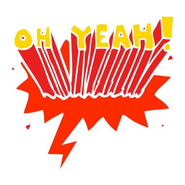 karikatür metin Oh evet! ve retro tarzında konuşma balonu