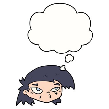 karikatür yüz ve düşünce balonu kadar çizik