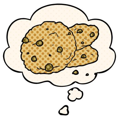 çizgi film kurabiyeve çizgi roman tarzında düşünce balonu