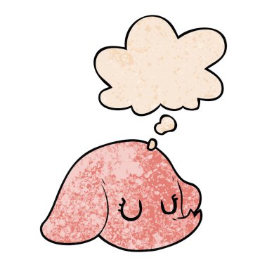 karikatür fil yüz ve grunge doku patte düşünce balonu