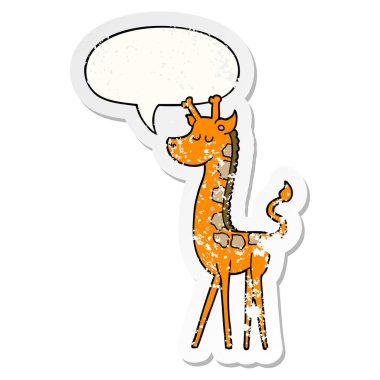 karikatür zürafa ve konuşma balonu sıkıntılı etiket