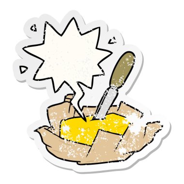 tereyağı ve bıçak ve konuşma kabarcık di karikatür geleneksel pat