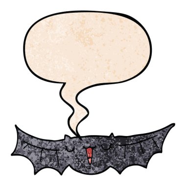 retro doku tarzında karikatür yarasa ve konuşma balonu