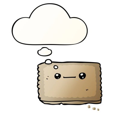 karikatür bisküvi ve pürüzsüz degrade tarzında düşünce balonu