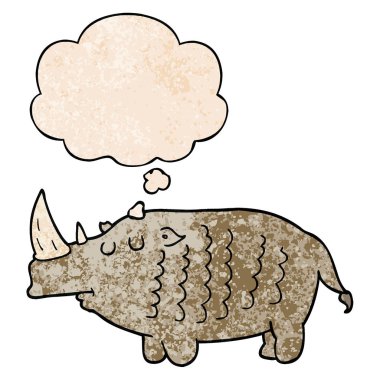 karikatür gergedan ve grunge doku desen düşünce balonu 