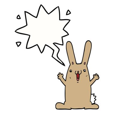 karikatür tavşan ve konuşma balonu