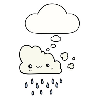 karikatür fırtına bulut ve düşünce balonu