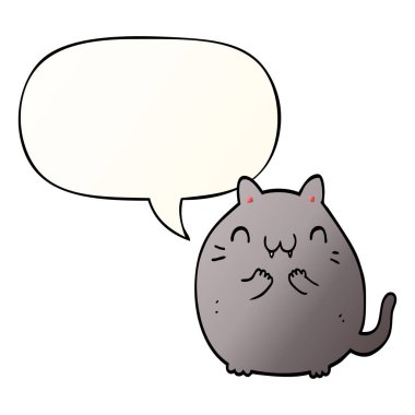 mutlu karikatür kedi ve konuşma balonu pürüzsüz degrade tarzında