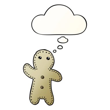 karikatür gingerbread adam ve pürüzsüz degrade st kabarcık düşündüm