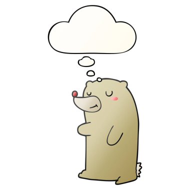 sevimli karikatür ayı ve pürüzsüz degrade tarzında kabarcık düşünce