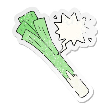 karikatür pırasa ve konuşma balonu sıkıntılı etiket