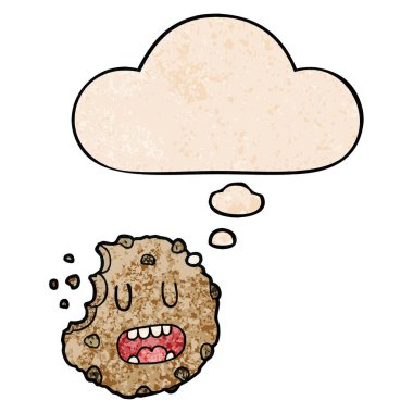 karikatür çerez ve grunge doku desen stil düşünce balonu