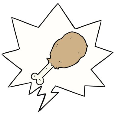 karikatür tavuk bacak ve konuşma balonu