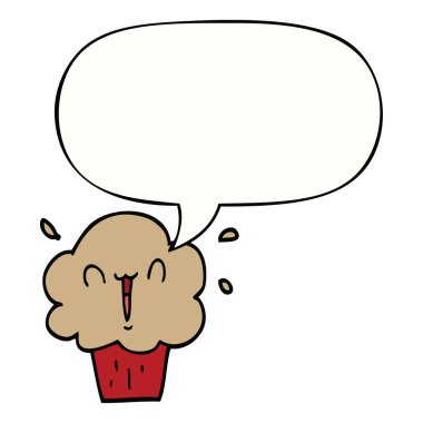 karikatür cupcake ve konuşma balonu