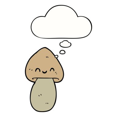 karikatür mantar ve düşünce balonu