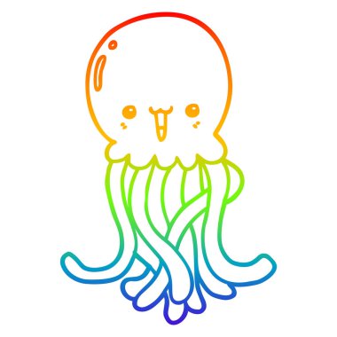 gökkuşağı degrade çizgi çizim karikatür denizanası