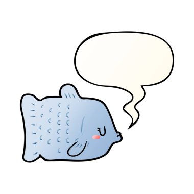 düzgün degrade tarzında karikatür balık ve konuşma balonu