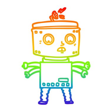 gökkuşağı degrade çizgi çizim karikatür robot