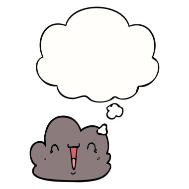 karikatür mutlu bulut ve düşünce balonu