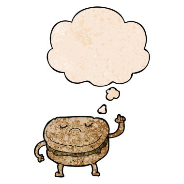 karikatür bisküvi ve grunge doku desen sty düşünce balonu