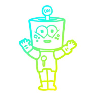 soğuk degrade çizgi çizim mutlu karikatür robot