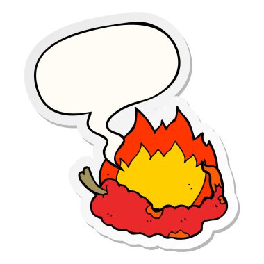 karikatür sıcak biber ve konuşma kabarcık etiket