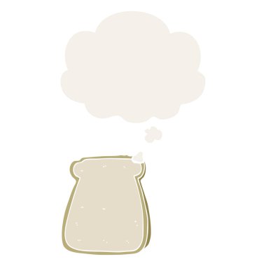 retro tarzında ekmek ve düşünce balonu karikatür dilim