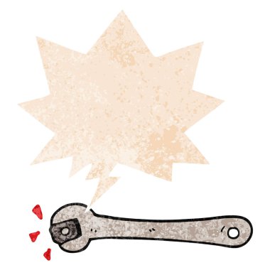 karikatür spanner retro dokulu fındık ve konuşma balonu dönüm 