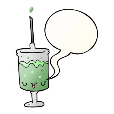 karikatür şırınga ve konuşma balonu pürüzsüz degrade tarzında